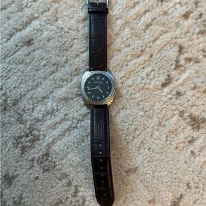 Montana Silversmiths Silver and Black Watch with Embossed Strap